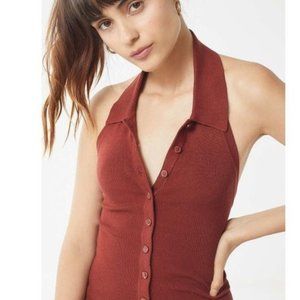 Urban Outfitters Collared Halter Top Button Down Polo Small